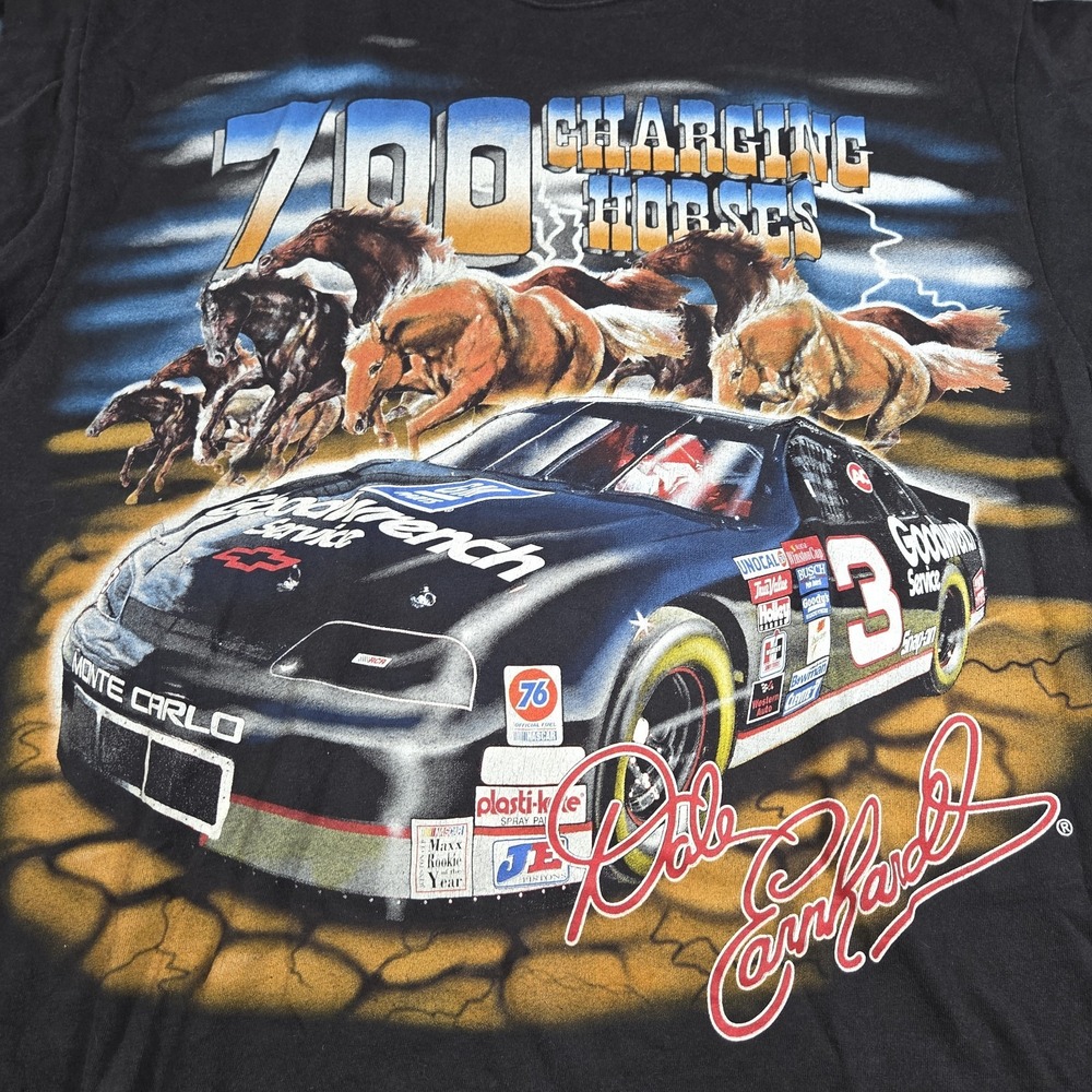90's Chase Dale Earnhardt 700 Charging Horses T-Shirt Vintage AOP Size XL - Picture 5 of 11
